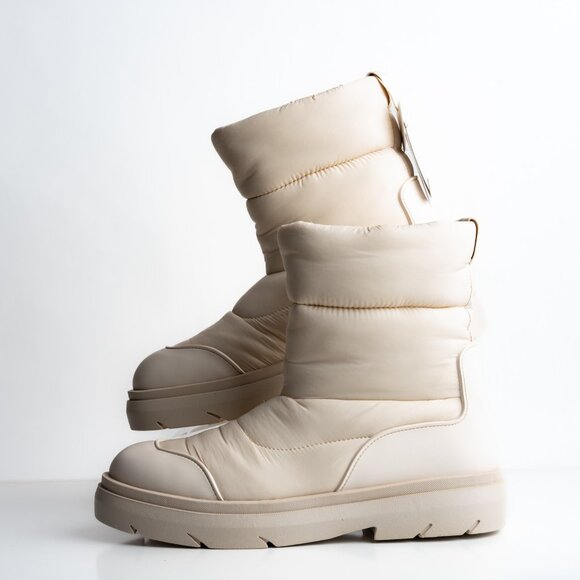 Zara Mens Quilted Boots Ski Snow Off White EU 43 US 10 Track Sole 2033/320 NWT - Picture 2 of 11